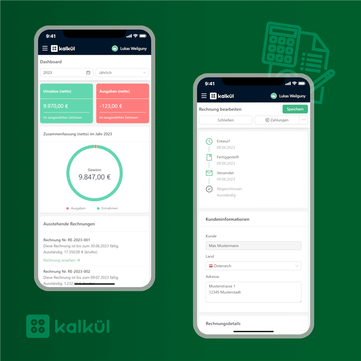 kalkül - Ein Rechnungsprogramm von unserer Agentur spezialisiert auf App Entwicklung